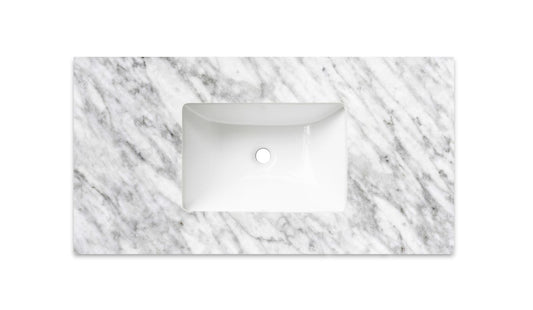 Natural Carrara Marble 900x465x18 Top with Undermount Basin