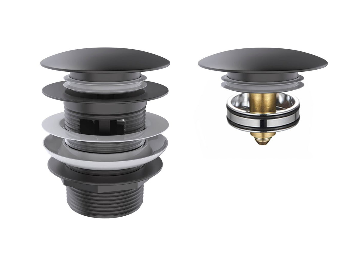 Mushroom Bath Pull Out Popup Waste Overflow Gun Metal