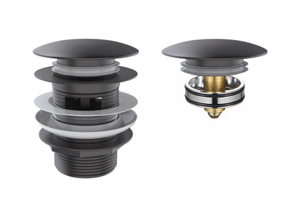 Mushroom Bath Pull Out Popup Waste Overflow Gun Metal