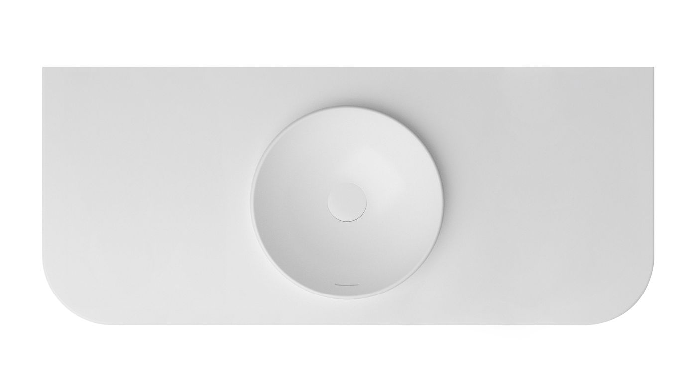 Havana English Edge 1200x500x50  Matte White with Round Basin Top