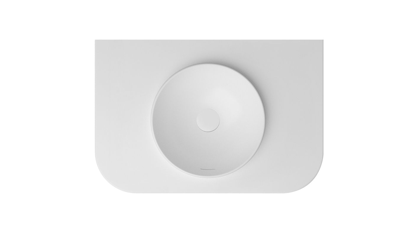 Havana English Edge 750x500x50  Matte White with Round Basin Top