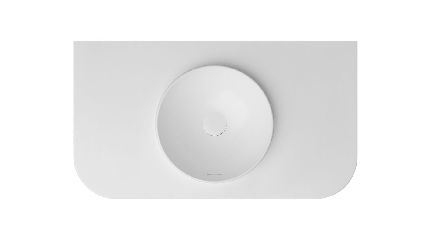 Havana English Edge 900x500x50  Matte White with Round Basin Top