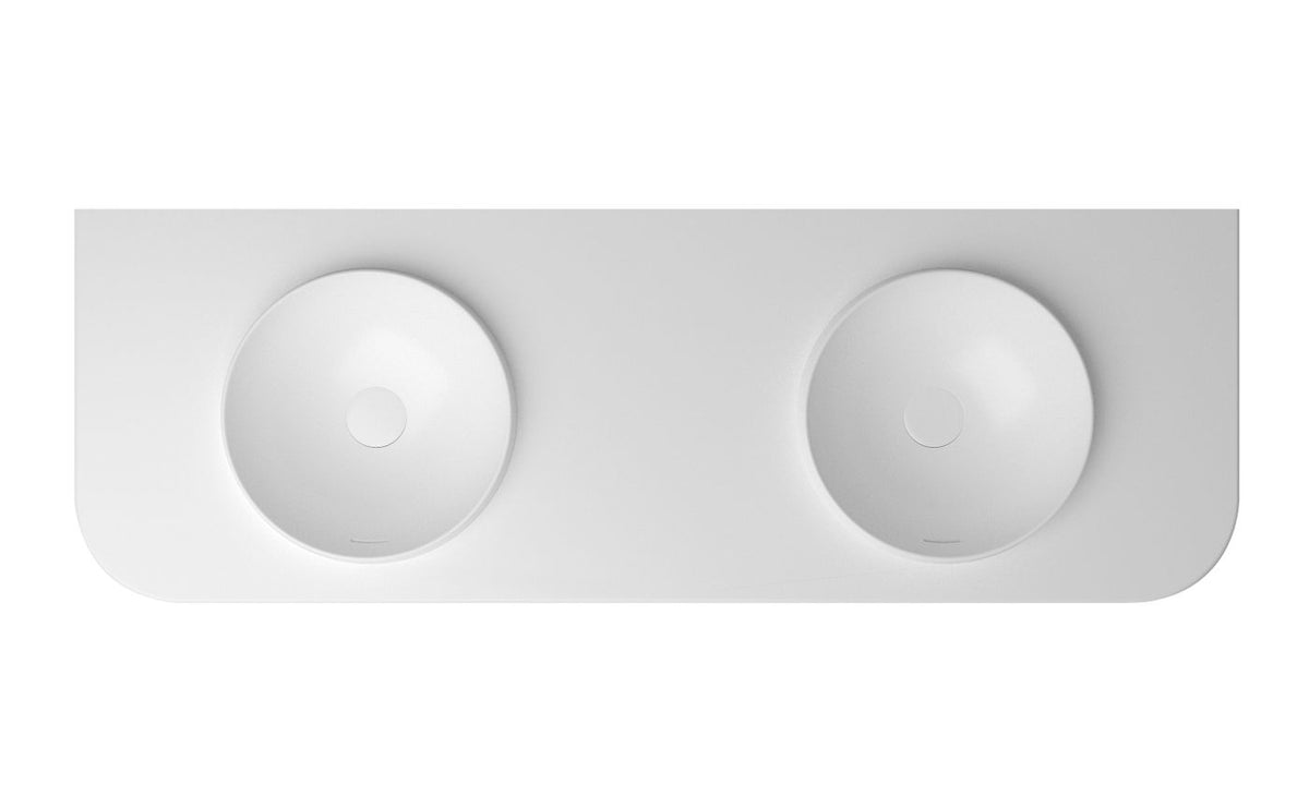 Havana English Edge 1500x500x50  Matte White with Round Basin Top