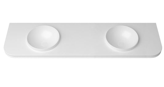 Havana English Edge 1800x500x50  Matte White with Round Basin Top