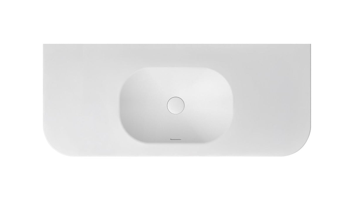 Havana English Edge 1200x500x50  Matte White with Soft Square Basin Top