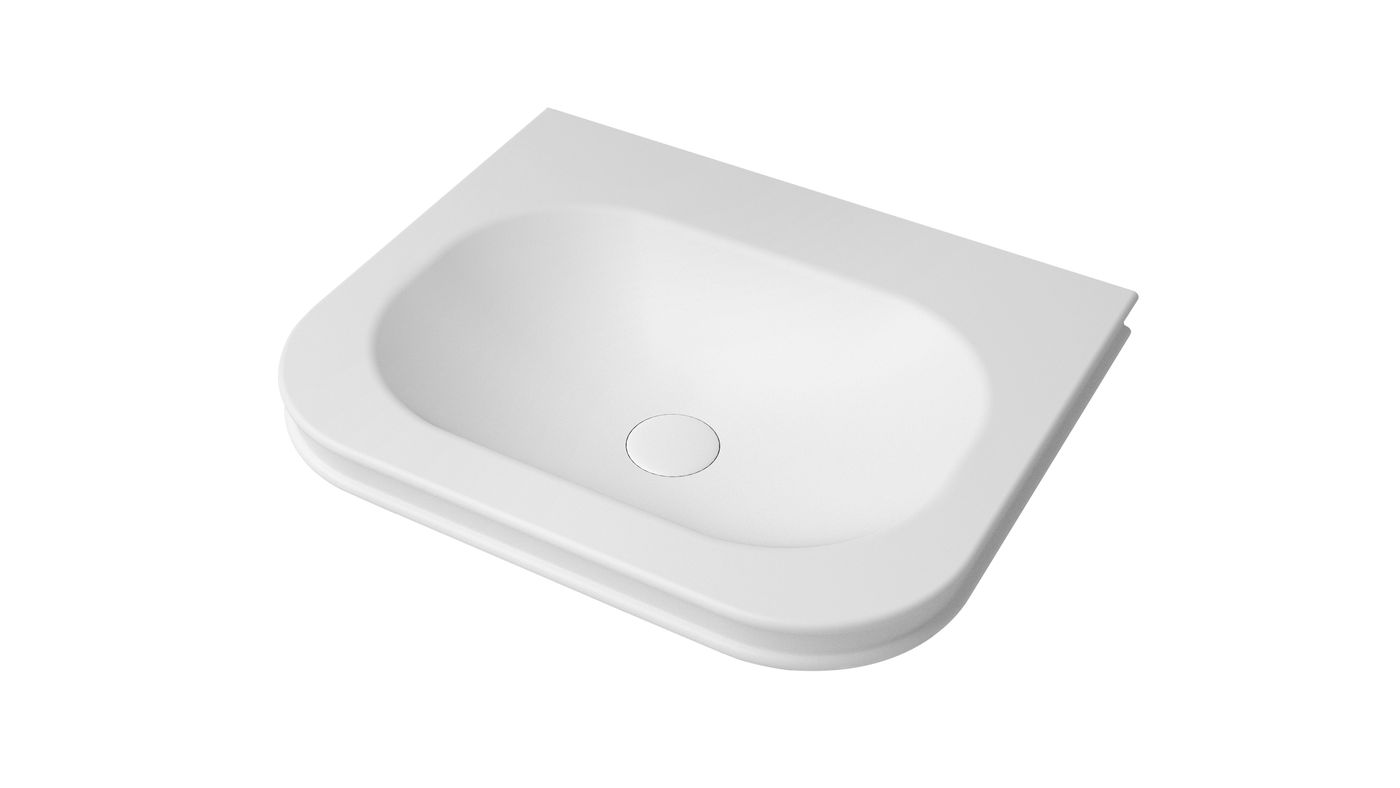 Havana English Edge 600x500x50  Matte White with Soft Square Basin Top