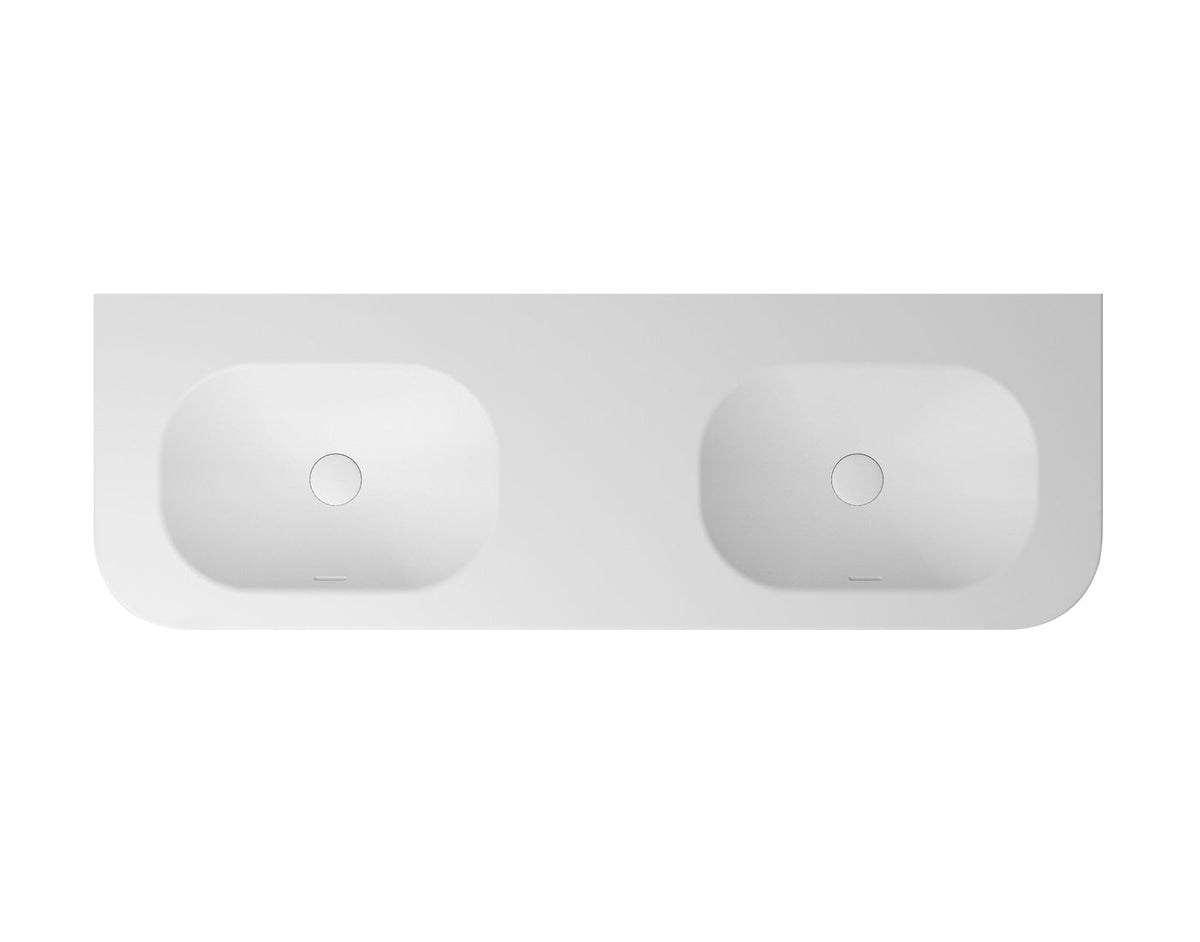 Havana English Edge 1500x500x50  Matte White with Soft Square Basin Top
