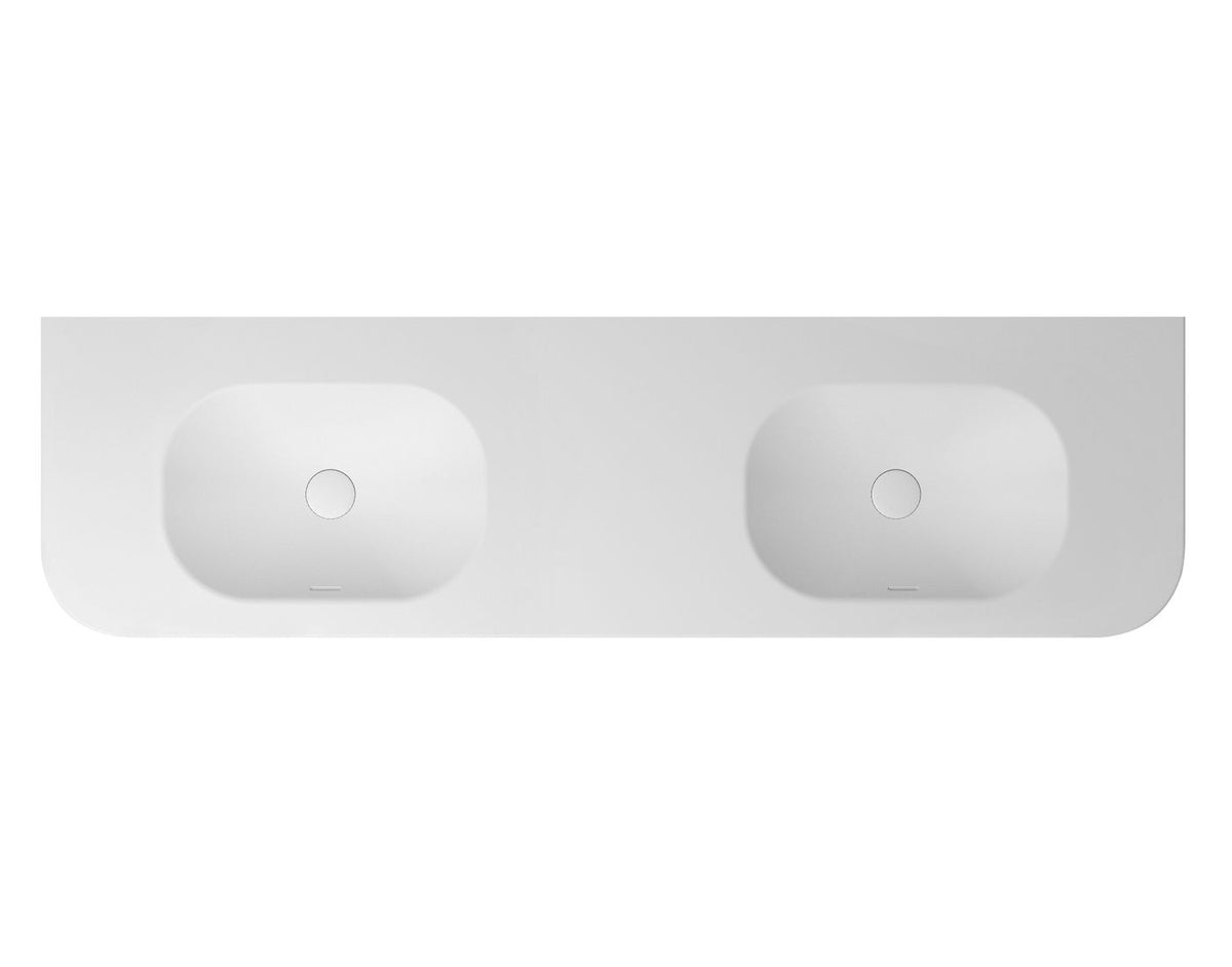 Havana English Edge 1800x500x50  Matte White with Soft Square Basin Top