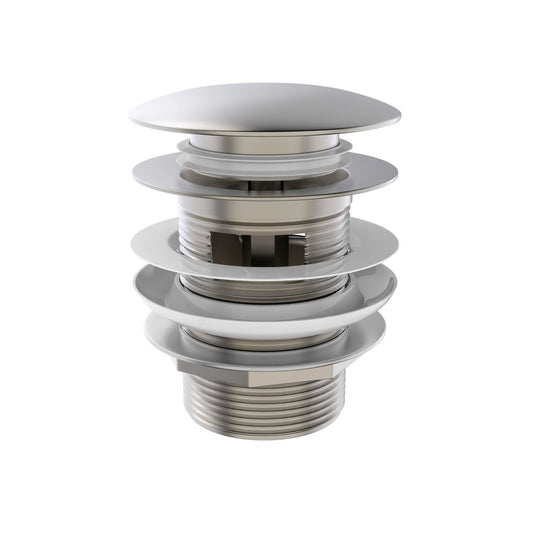 Mushroom Bath Pull Out Popup Waste Overflow Brushed Nickel
