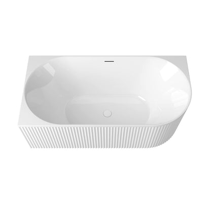Attica Havana Left Corner 1500 Gloss White Fluted Bath with Overflow