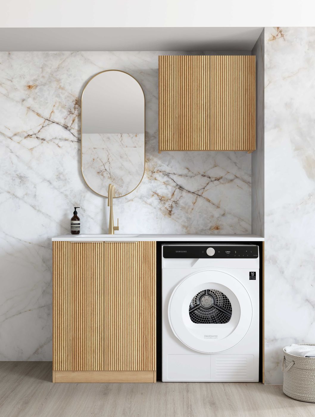 Laundry Kit 1305A Havana Fluted Woodland Oak with Matte White Top
