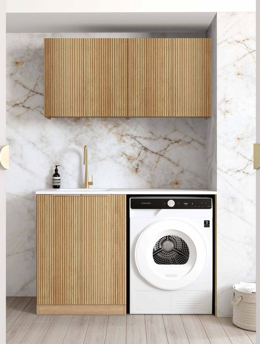 Laundry Kit 1305B Havana Fluted Woodland Oak with Pure White Top