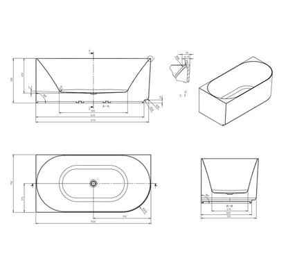 Attica Celine Left Corner 1500 Gloss White Bath with Overflow
