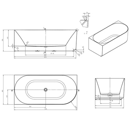 Attica Celine Left Corner 1700 Matte White Bath with Overflow