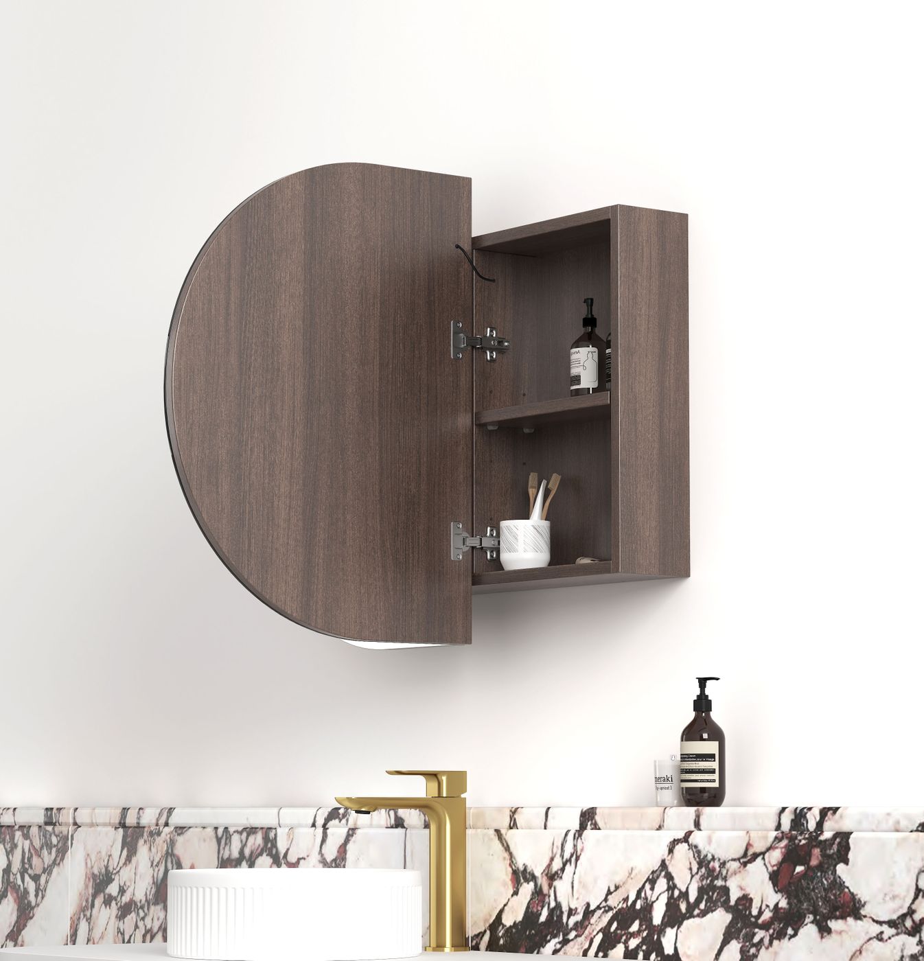 LED Bondi 900x600 Sable Walnut Shaving Cabinet - Premium Edition