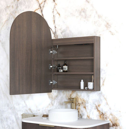 LED Archie 900x600 Sable Walnut Shaving Cabinet - Premium Edition