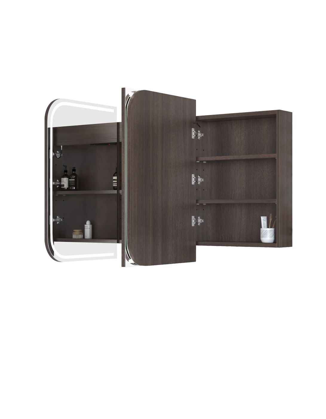 LED Newport 1500(W)x750(H) Sable Walnut Shaving Cabinet - Premium Edition