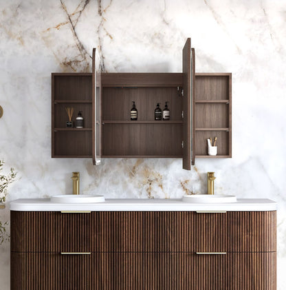 LED Bondi 1800x900 Sable Walnut Shaving Cabinet - Premium Edition