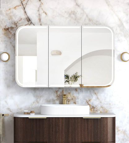 LED Newport 1200(W)x750(H) Sable Walnut Shaving Cabinet - Premium Edition