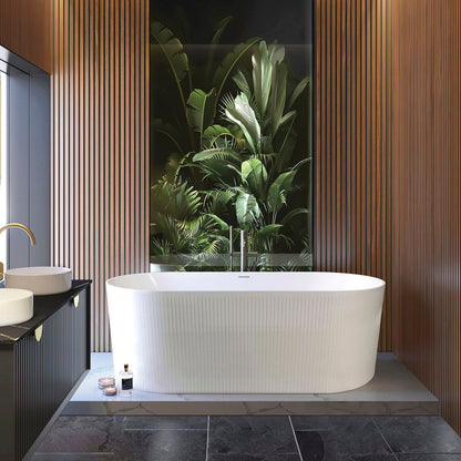 Attica Noosa Fluted 1500 Gloss White Bath with Overflow