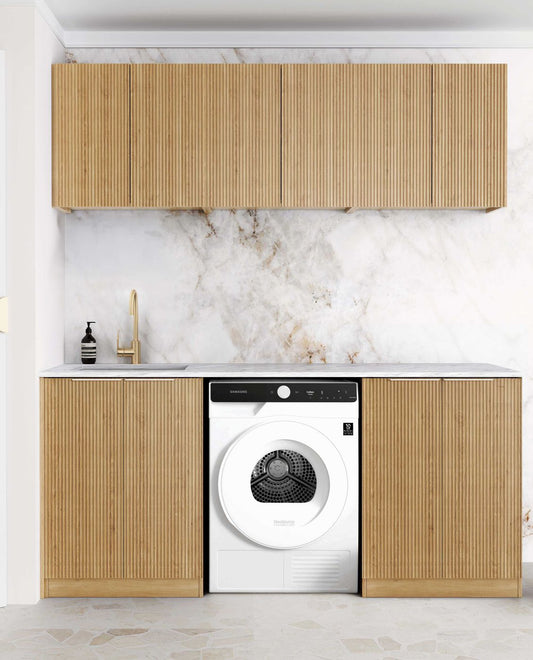 Laundry Kit 1960B Havana Fluted Woodland Oak with Cloudy Carrara Top