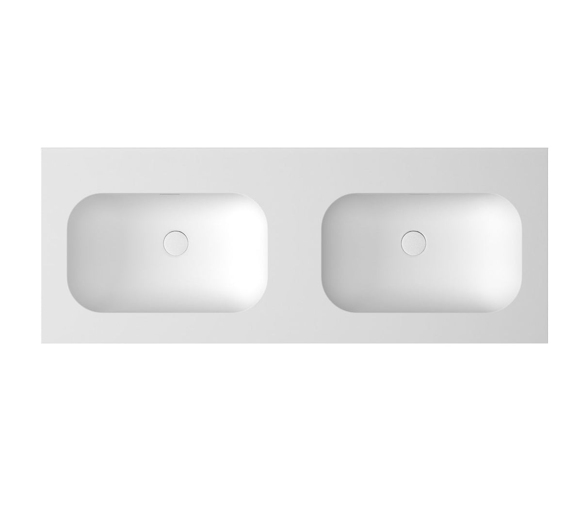 Chloe 1200x465 Silk Matte White Top with Double Basins