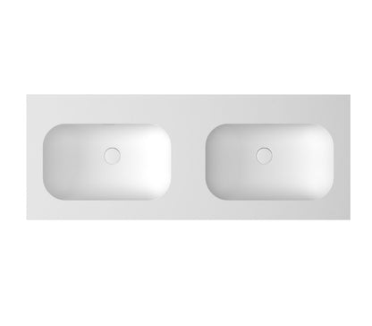Chloe 1200x465 Silk Matte White Top with Double Basins