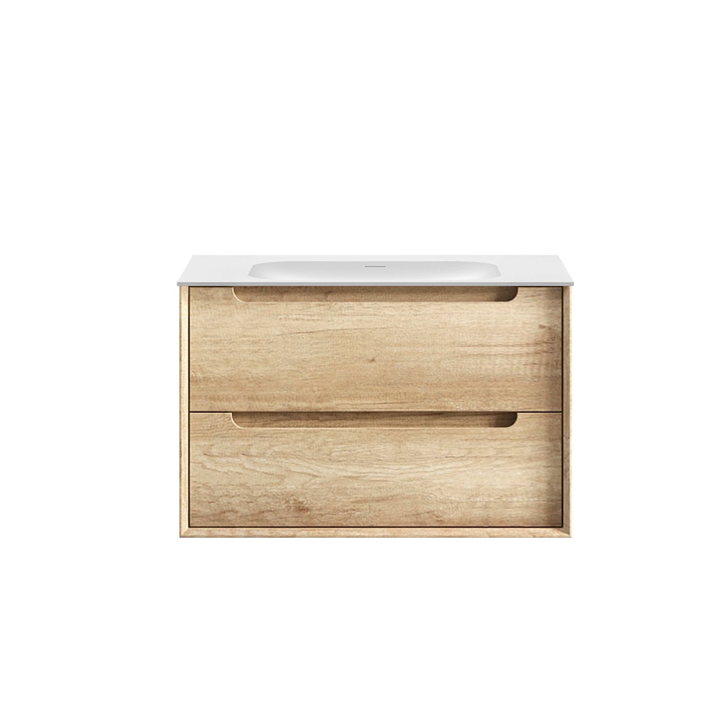 Byron 750mm Natural Oak Wall Hung Vanity with Chloe Silk Top