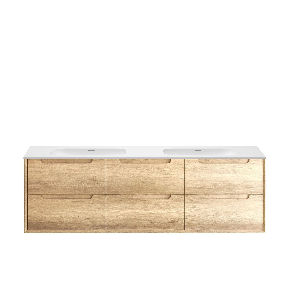 Byron 1800mm Natural Oak Wall Hung Vanity with Chloe Silk Top