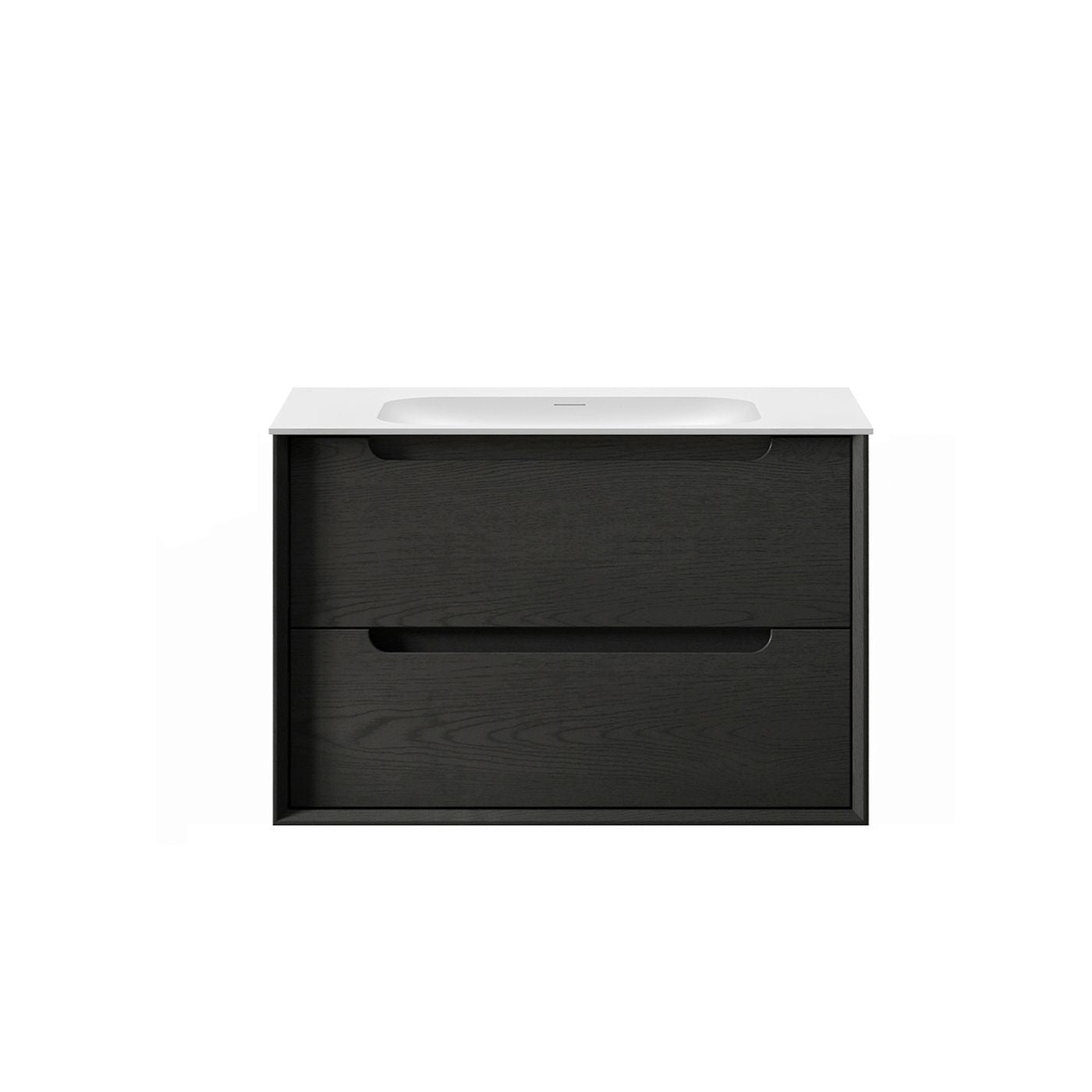 Byron 750mm Black Oak Wall Hung Vanity with Chloe Silk Top