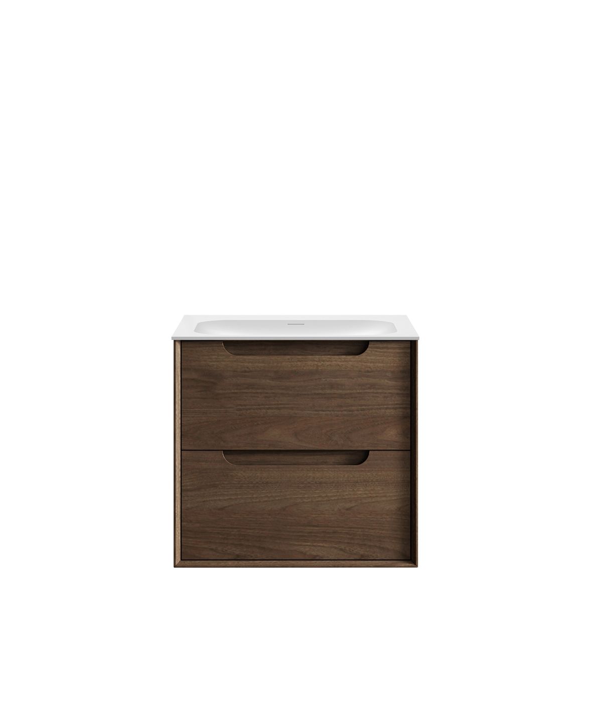 Byron 600mm Sable Walnut Wall Hung Vanity with Chloe Silk Top