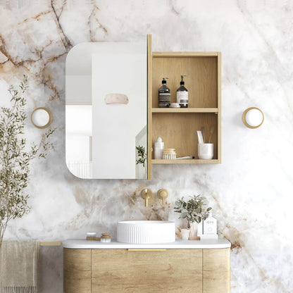 Newport 900x750 Natural Oak Shaving Cabinet