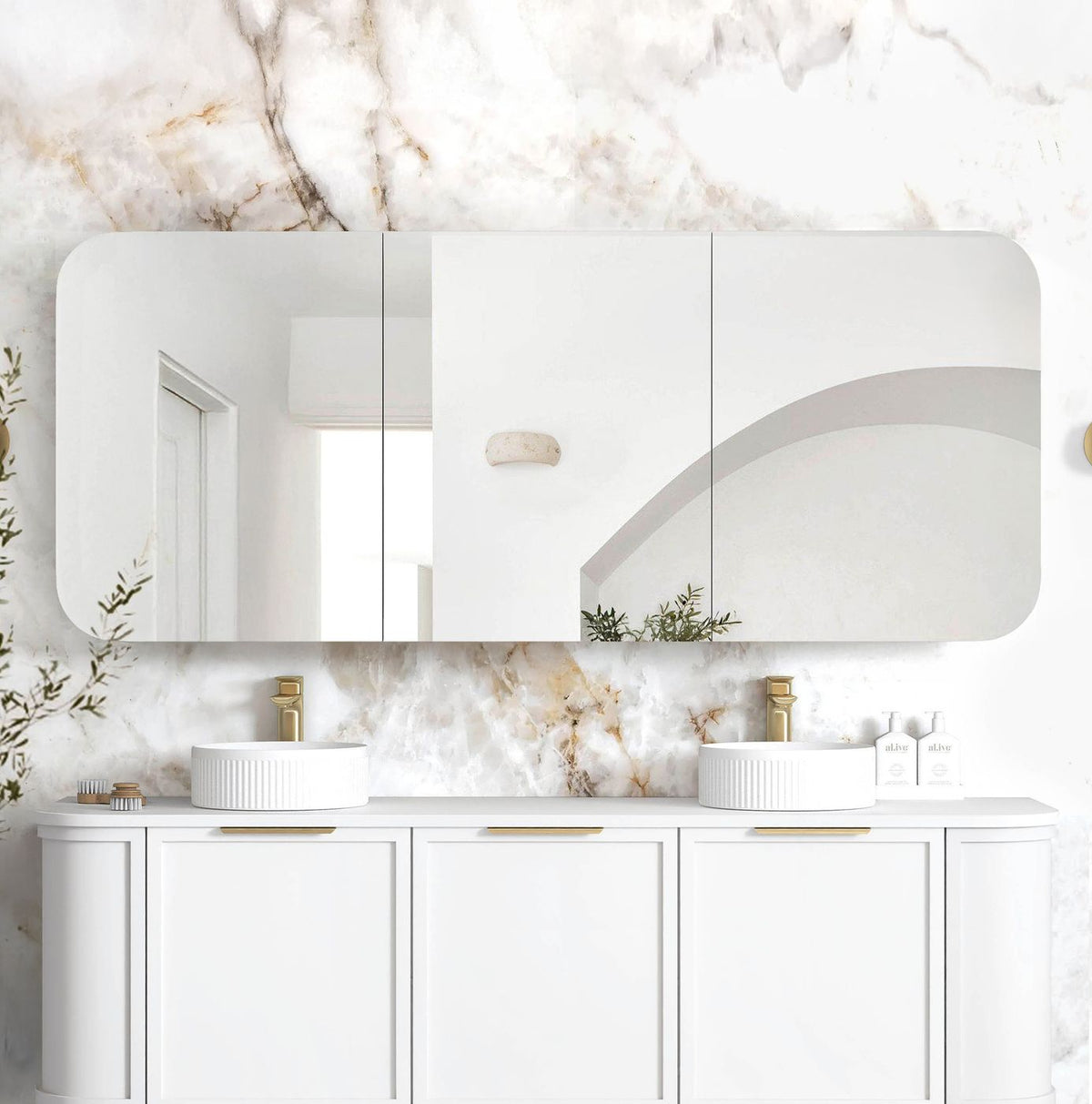 Newport 1800x750 White Shaving Cabinet