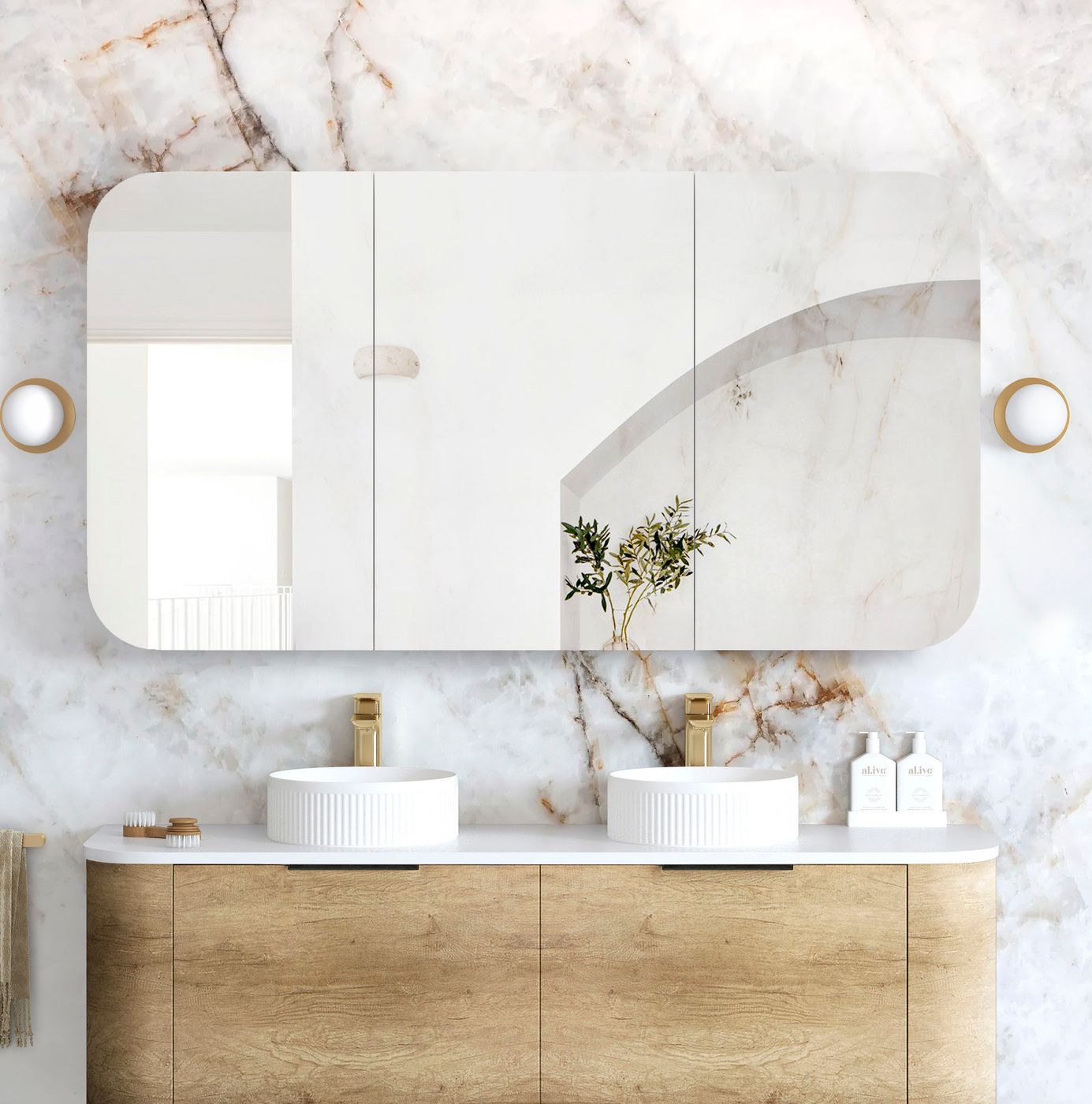 Newport 1500x750 Natural Oak Shaving Cabinet