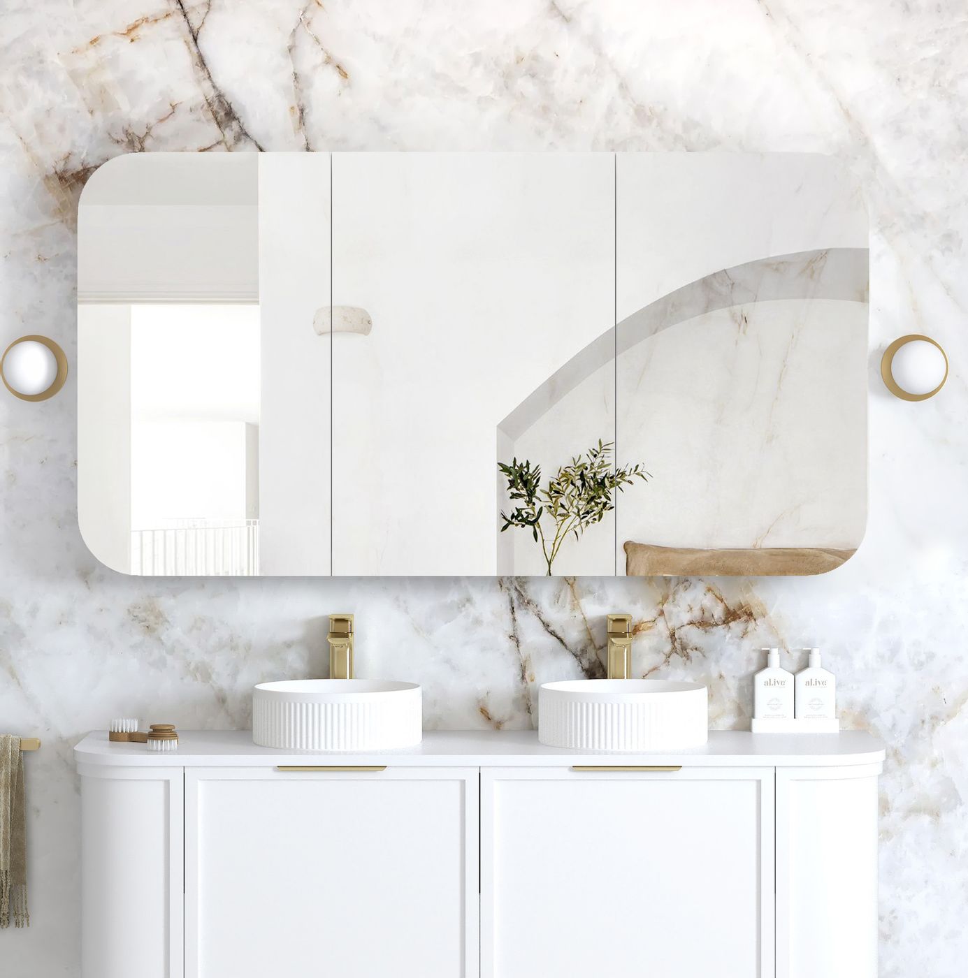 Newport 1500x750 White Shaving Cabinet