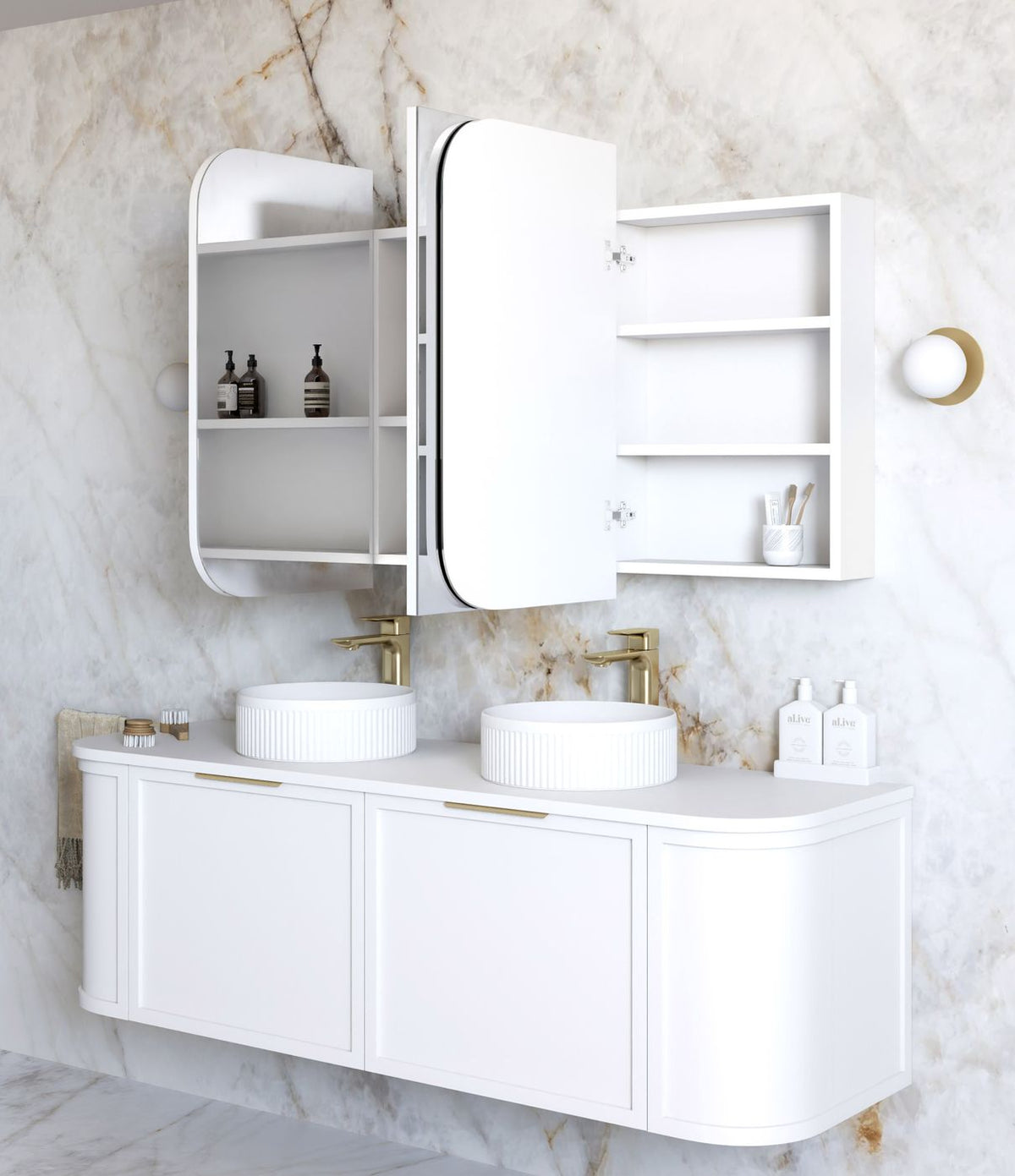 Newport 1500x750 White Shaving Cabinet