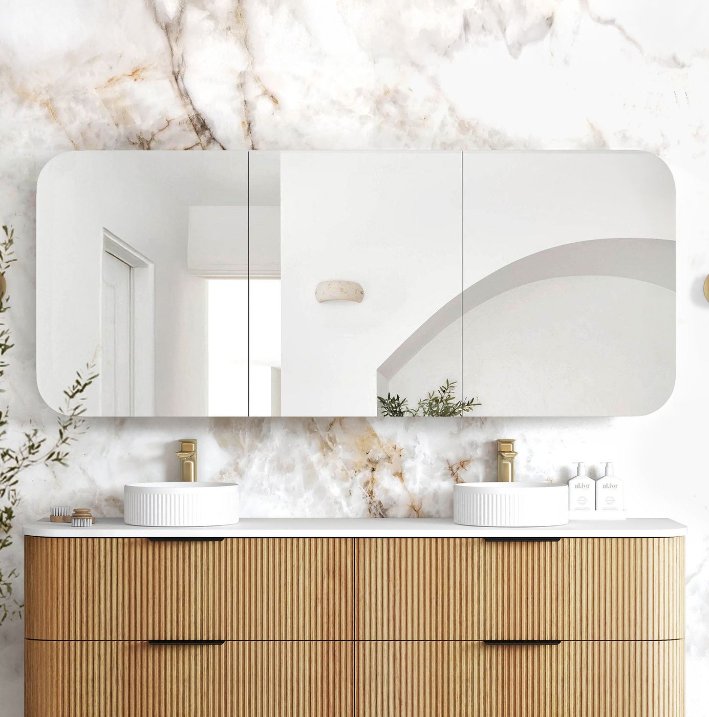 Newport 1800x750 Woodland Oak Shaving Cabinet