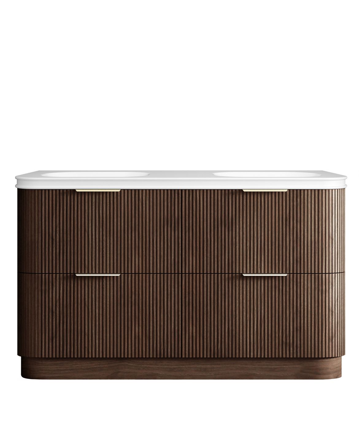 Havana 1500mm Sable Walnut Fluted Floorstanding Curve Vanity with Square Basin Moulded Top