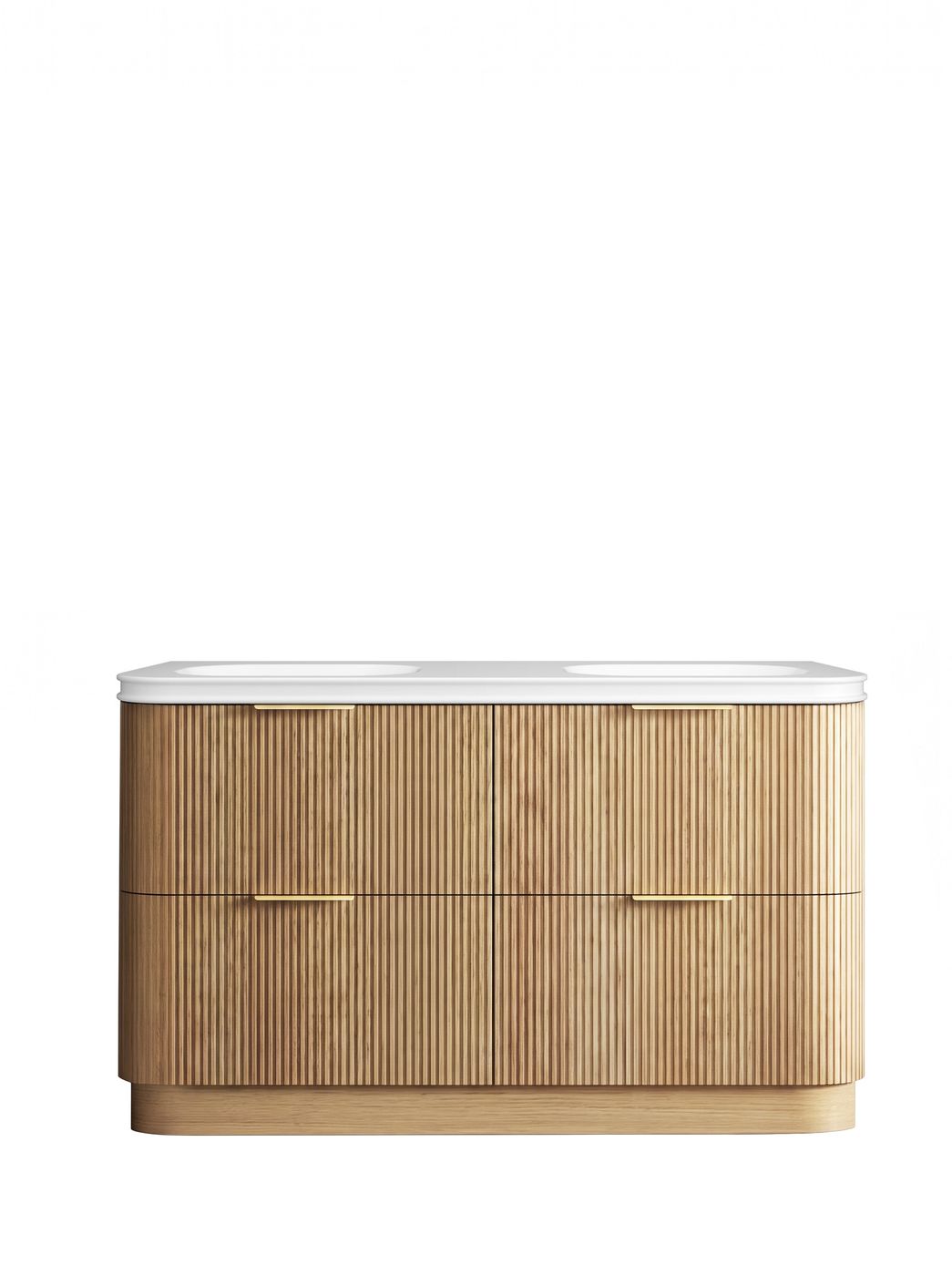 Havana 1500mm Woodland Oak Fluted Floorstanding Curve Vanity with Square Basin Moulded Top