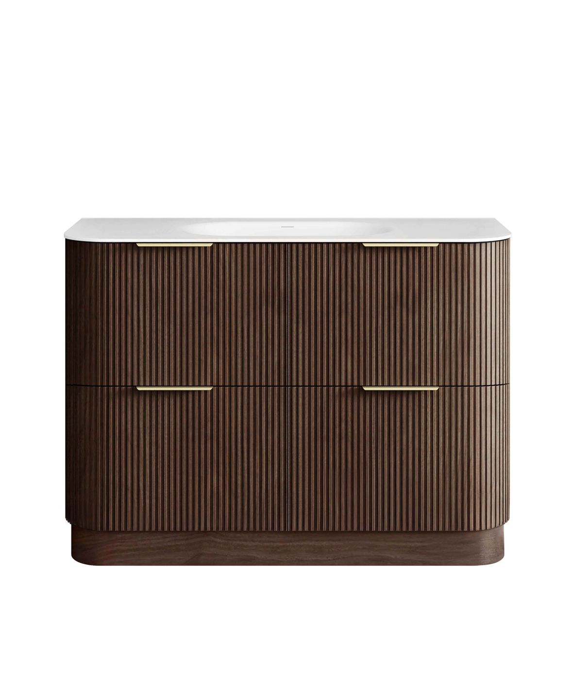 Havana 1200mm Sable Walnut Fluted Floorstanding Curve Vanity with Chloe Silk Top
