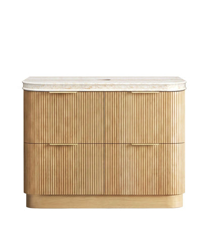 Havana 1200mm Woodland Oak Fluted Floorstanding Curve Vanity with Sand Dune Top