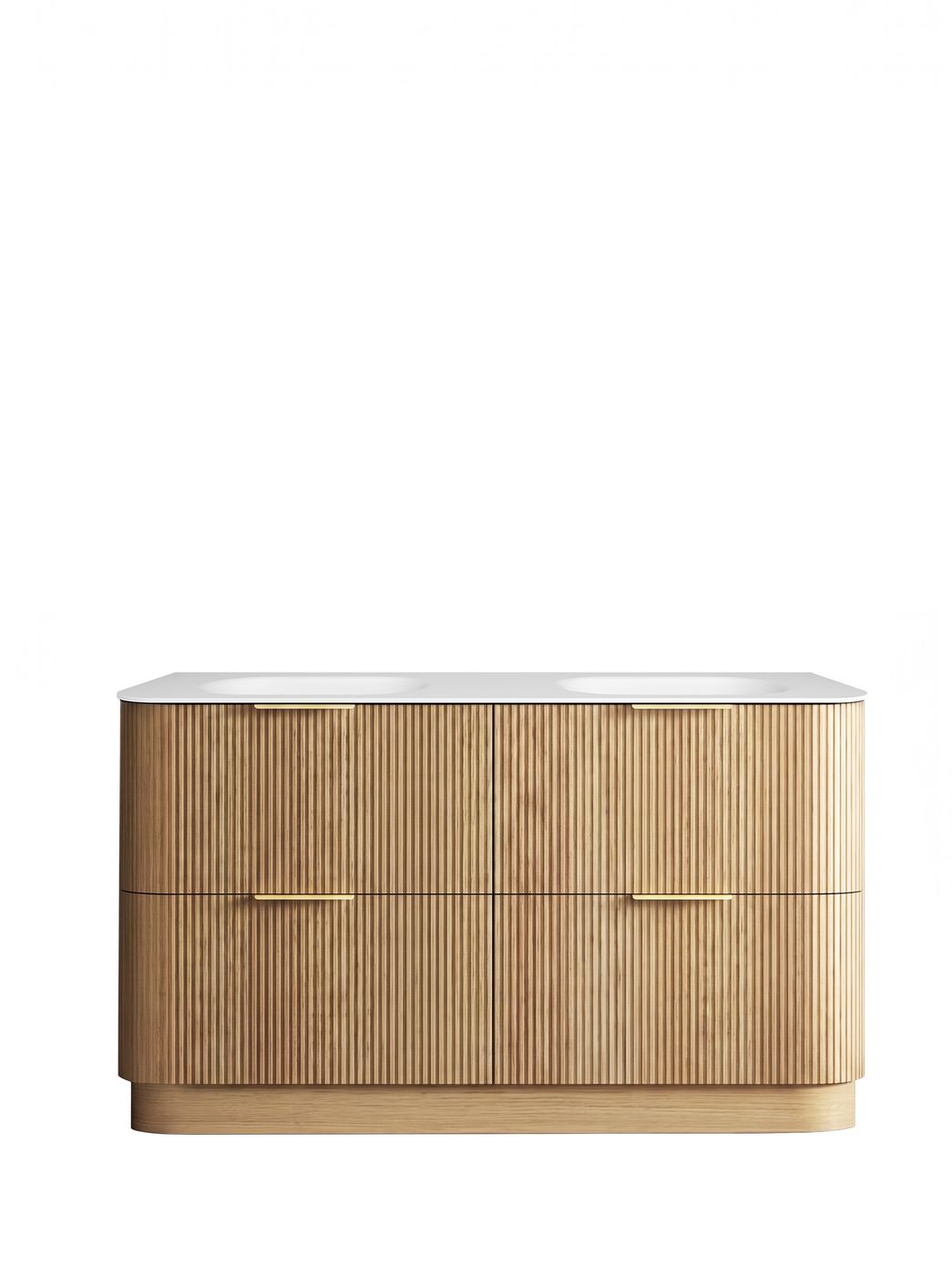 Havana 1500mm Woodland Oak Fluted Floorstanding Curve Vanity with Chloe Silk Top