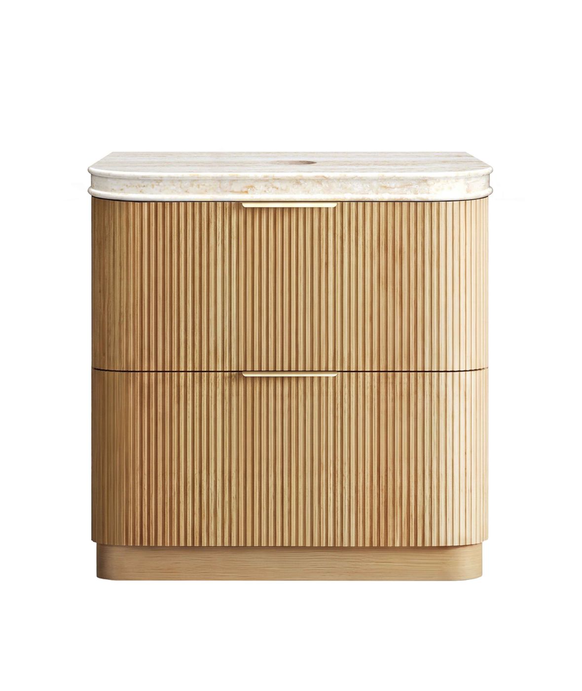 Havana 900mm Woodland Oak Fluted Floorstanding Curve Vanity with Sand Dune Top