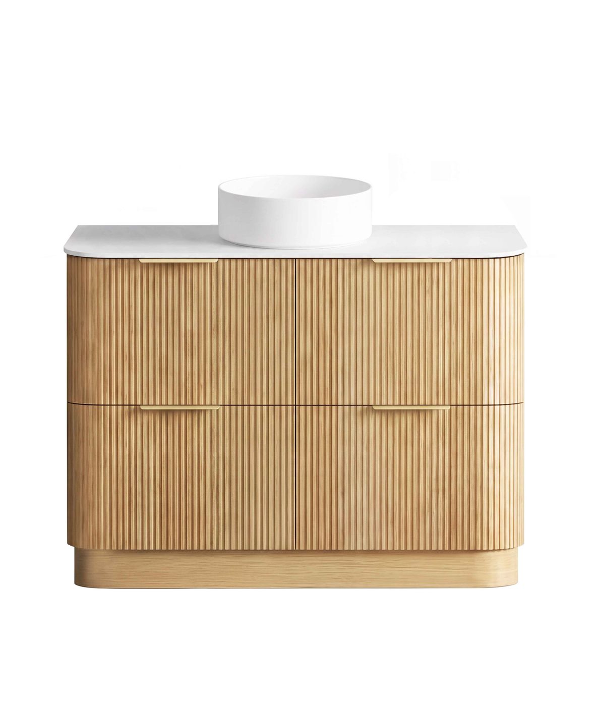 Havana 1200mm Woodland Oak Fluted Floorstanding Curve Vanity with Pure White Top