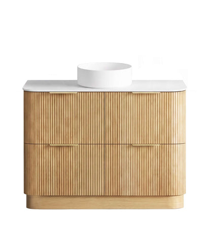 Havana 1200mm Woodland Oak Fluted Floorstanding Curve Vanity with Pure White Top