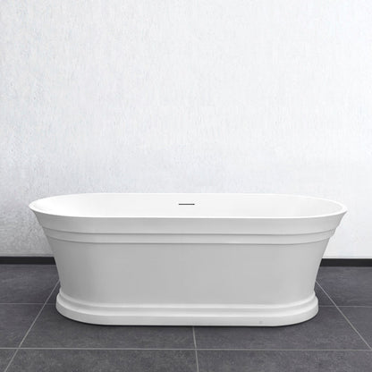 Hampton 1700x800x560 Matte White Bathtub with Overflow