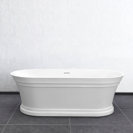 Hampton 1700x800x560 Matte White Bathtub with Overflow