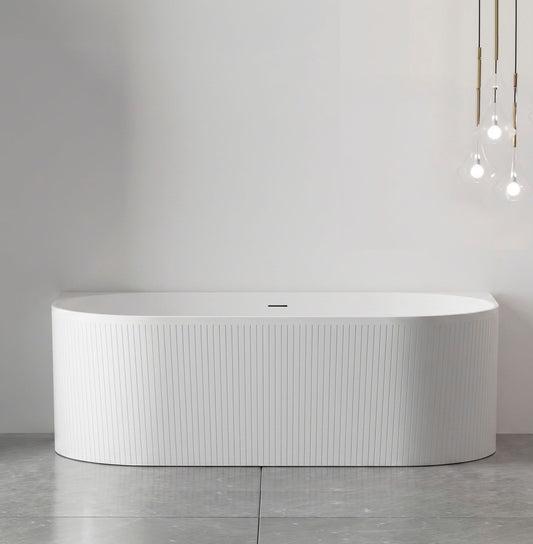 Attica Noosa Fluted 1700 Matte White BTW Multi-fit Bath with Overflow