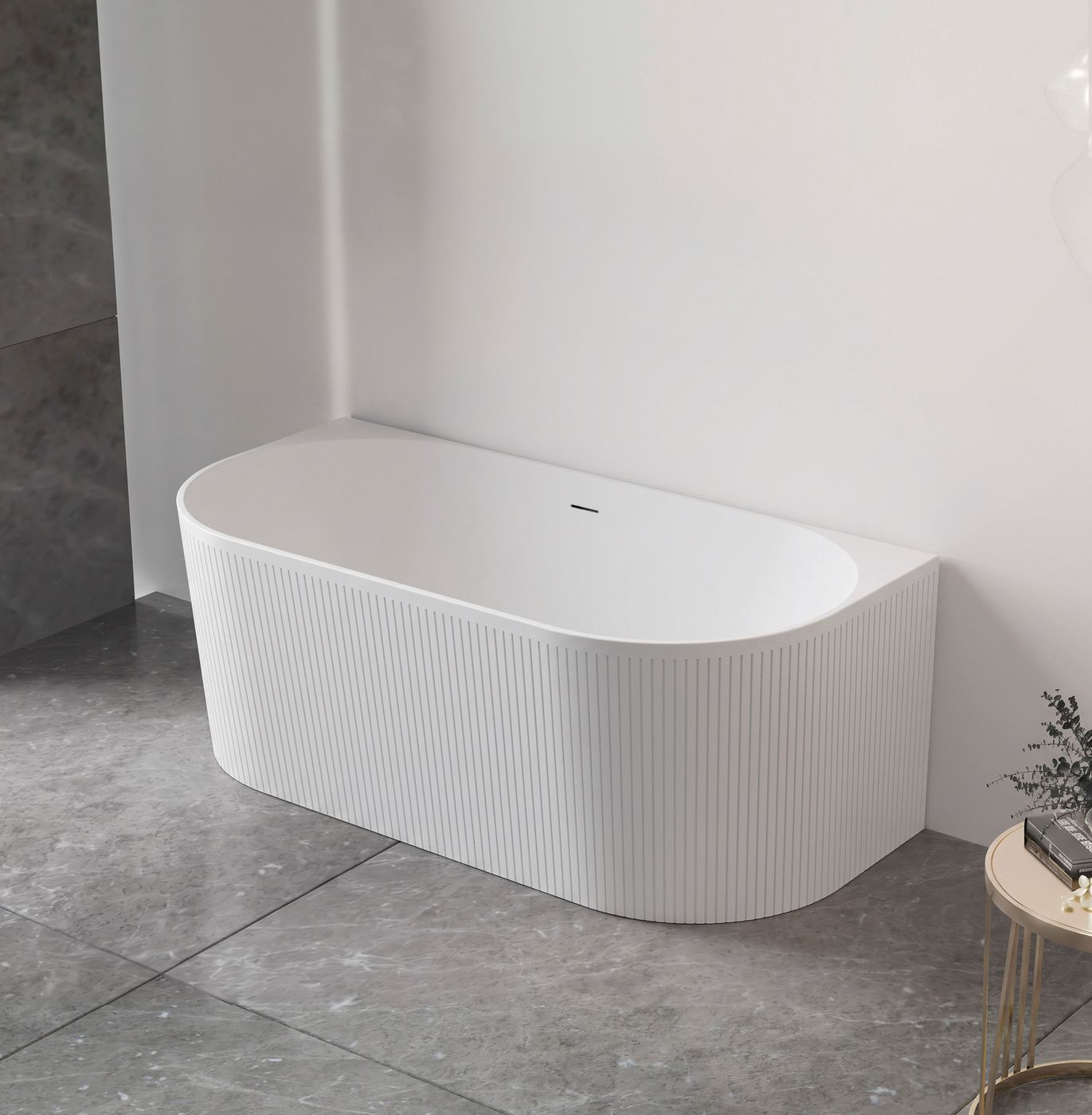 Attica Noosa Fluted 1700 Matte White BTW Multi-fit Bath with Overflow