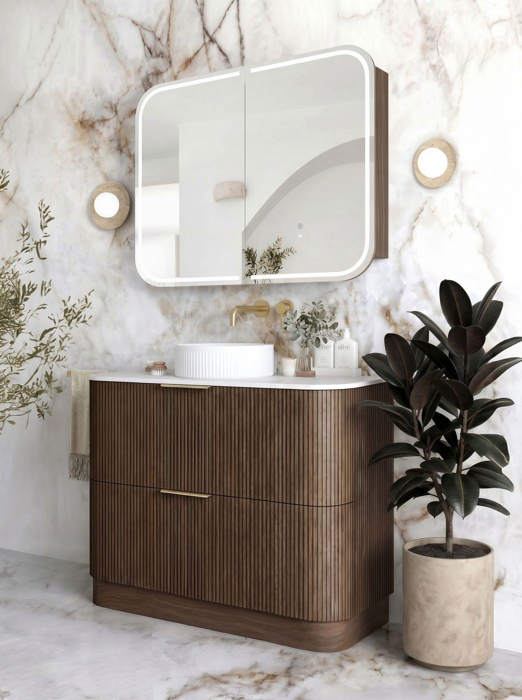 Havana 900mm Sable Walnut Floorstanding Cabinet